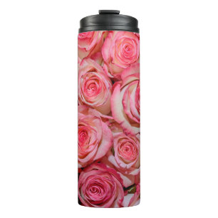 Beautiful pink roses thermal tumbler