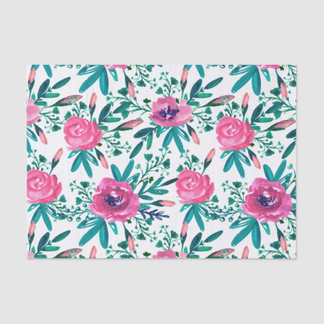 Beautiful Pink Roses Tissue Paper (Front)