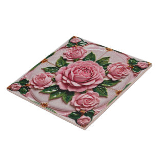 Beautiful Pink Roses Trendy Collection Tile
