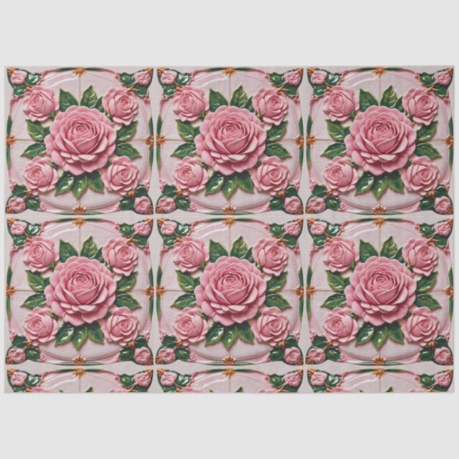 Beautiful Pink Roses Trendy Collection Tissue Paper (Front)