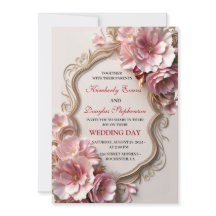 Beautiful Pink Roses Wedding Invitations