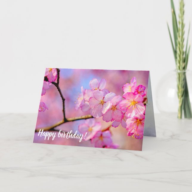 Beautiful Pink Sakura Flowers In Springtime Card (Front)