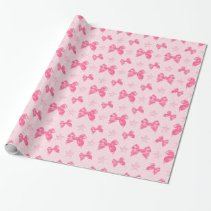 Beautiful Pink Satin Bows Wrapping Paper