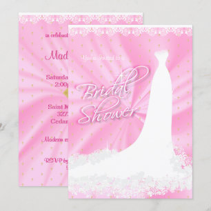 Beautiful Pink Satin Religious Bridal Shower Invitation
