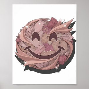 Beautiful Pink SMILEY MOON Modern Design Poster