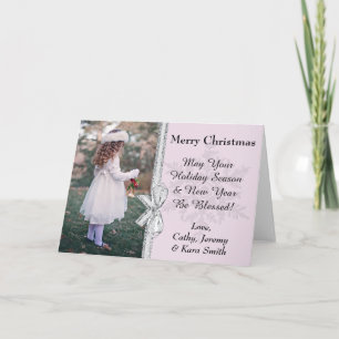 Beautiful Pink Snowflake Personalised Christmas Holiday Card