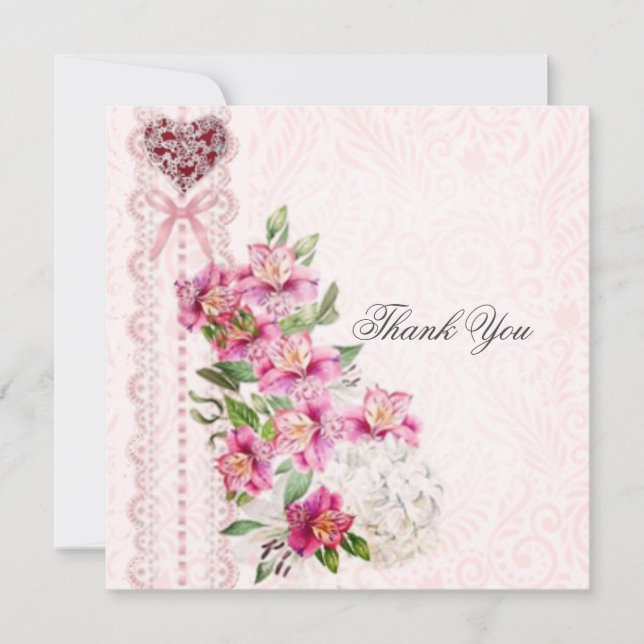 Beautiful pink Thank you card (Front)