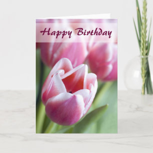 Beautiful Pink Tulip Birthday Card