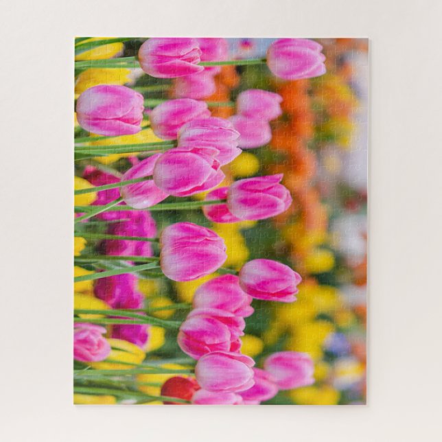 Beautiful Pink Tulips in a Garden Jigsaw Puzzle (Vertical)