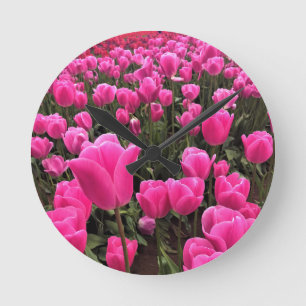 Beautiful Pink Tulips, Oregon Round Clock
