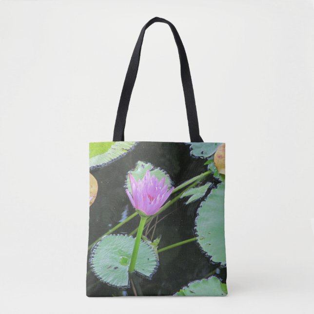 Beautiful Pink Water Lily Flower Bloom Lily Pad Tote Bag (Front)