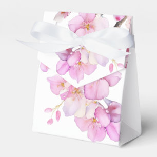 Beautiful pink watercolor cherry blossoms  favour box