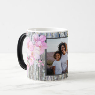 Beautiful pink watercolor cherry blossoms photo magic mug