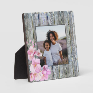 Beautiful pink watercolor cherry blossoms photo plaque