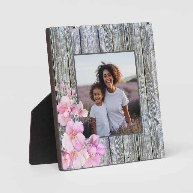 Beautiful pink watercolor cherry blossoms photo plaque (Front)