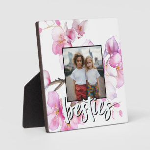 Beautiful pink watercolor cherry blossoms photo plaque