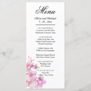Beautiful pink watercolor cherry blossoms script menu