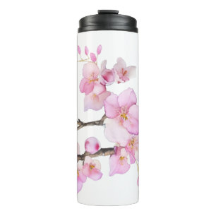Beautiful pink watercolor cherry blossoms  thermal tumbler
