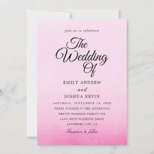beautiful pink watercolor wedding invitations