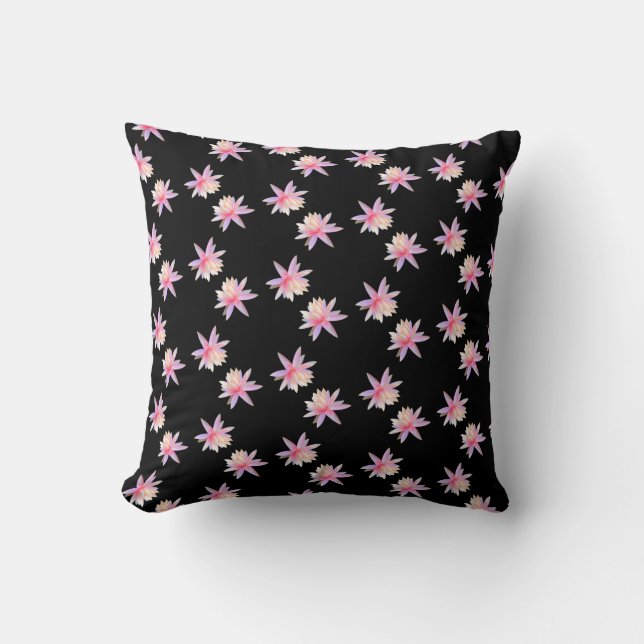 Beautiful Pink White Lotus Flower Pattern Cushion (Front)