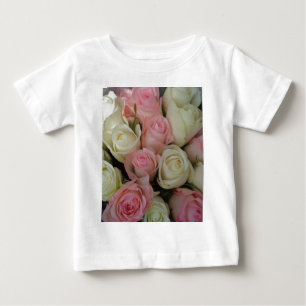 Beautiful Pink White Roses Flower Bouquet Baby T-Shirt