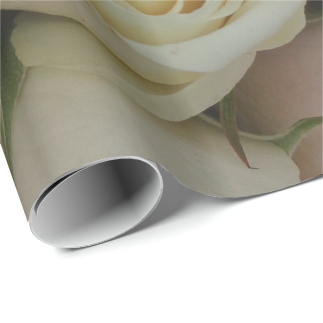 Beautiful Pink White Roses Flower Bouquet Floral Wrapping Paper (Roll Corner)