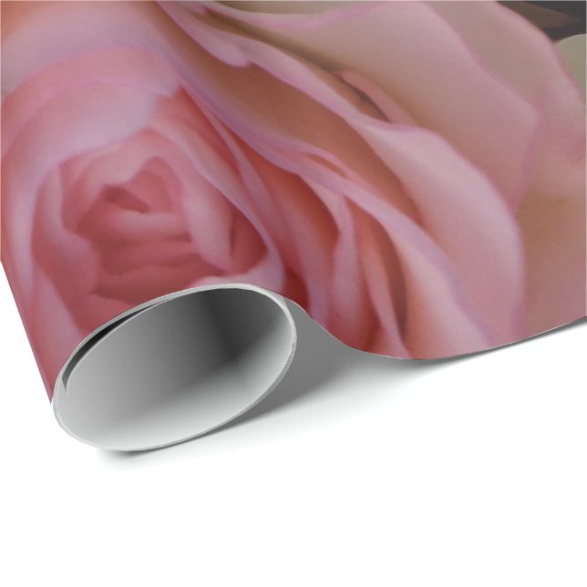 Beautiful Pink White Roses Flower Bouquet Floral Wrapping Paper (Roll Corner)