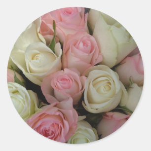 Beautiful Pink White Roses Flower Bouquet Sticker