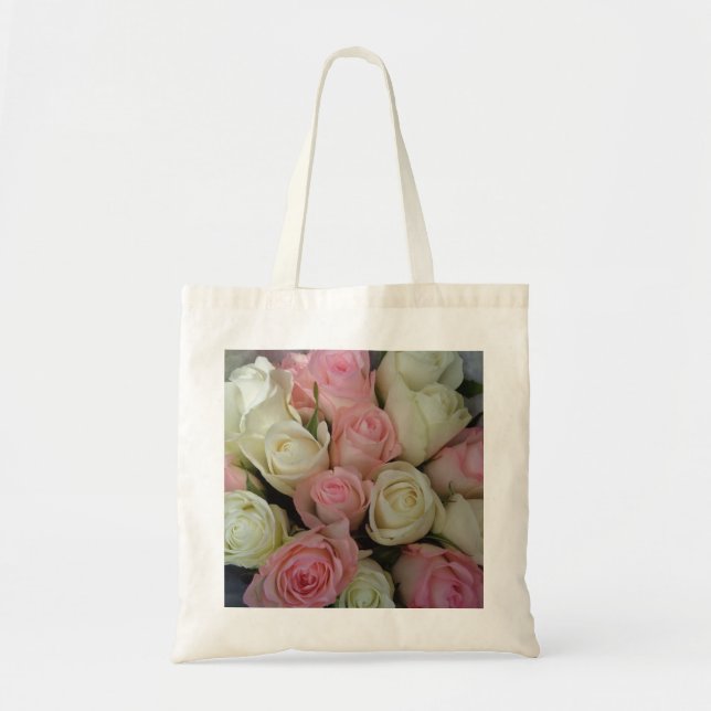 Beautiful Pink White Roses Flower Bouquet Tote Bag (Front)