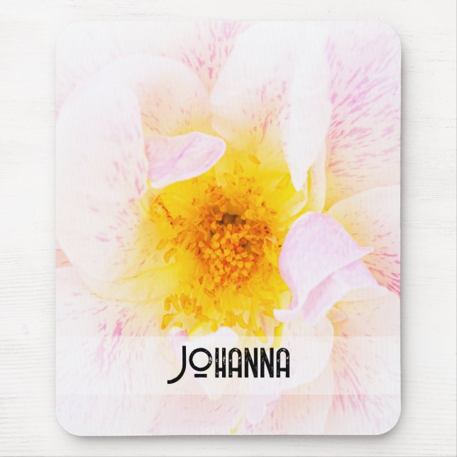 Beautiful Pink Yellow Rose Mouse Mat (Front)