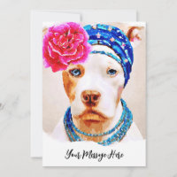 Beautiful Pitbull Portrait Fun Watercolor Art