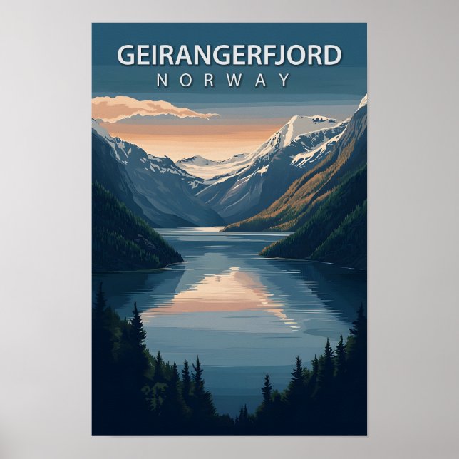 Beautiful Place Geirangerfjord Norway Travel Poster (Front)