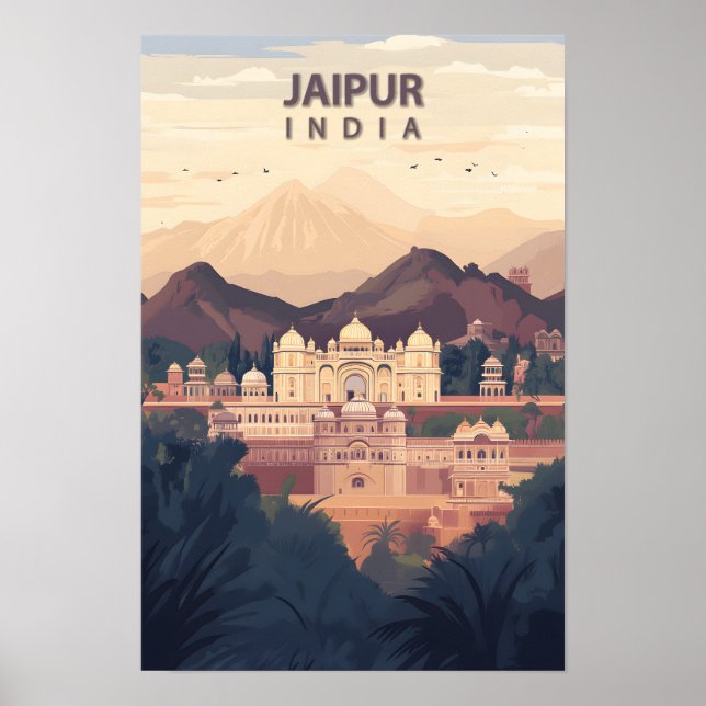 Beautiful Place Jaipur India Illustration Travel Poster (Front)