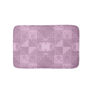 beautiful plain traditional lilac patchwork bath mat