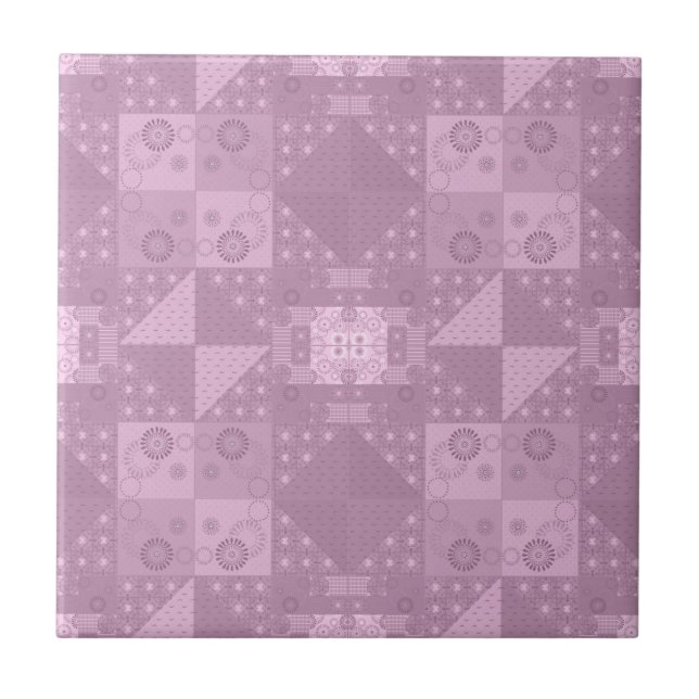 beautiful plain traditional lilac patchwork tile (Front)