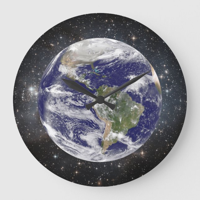 Beautiful Planet Earth and Stars in Space Large Clock (Front)