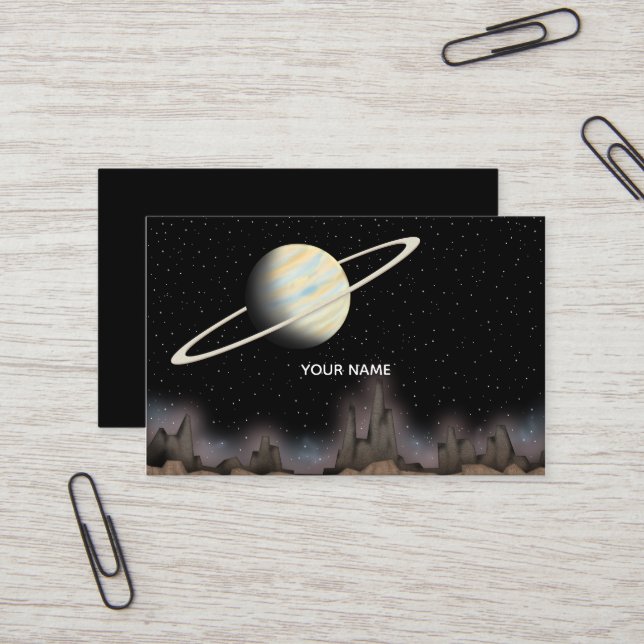 Beautiful planet standing in outer space. business card (Front/Back In Situ)
