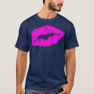 Beautiful Playful Pink Lipstick Kiss Isolated T-Shirt