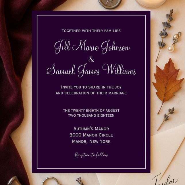 Beautiful Plum and Silver Wedding Invitation (Creator Uploaded)