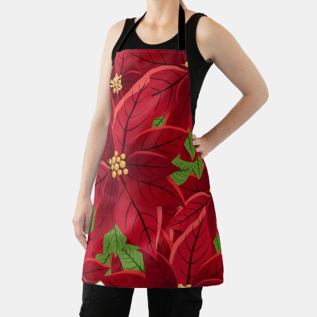 Beautiful Poinsettia Christmas Stocking  Apron (Insitu)