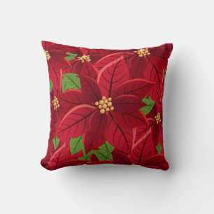 Beautiful Poinsettia Fleece Blanket Cushion