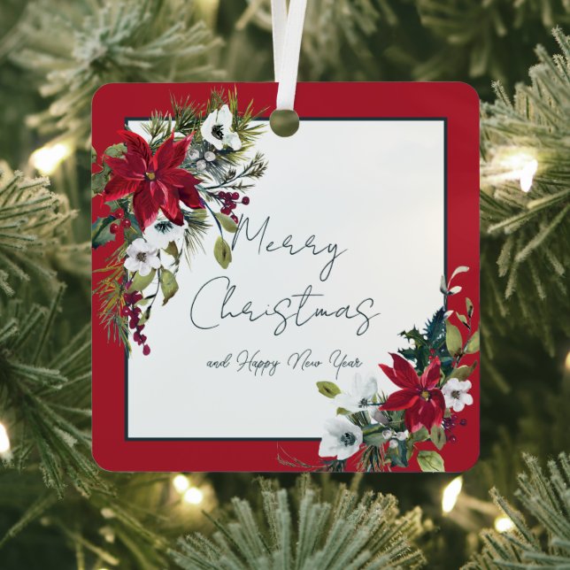 Beautiful poinsettia frame Christmas Holiday  Metal Tree Decoration (Insitu)