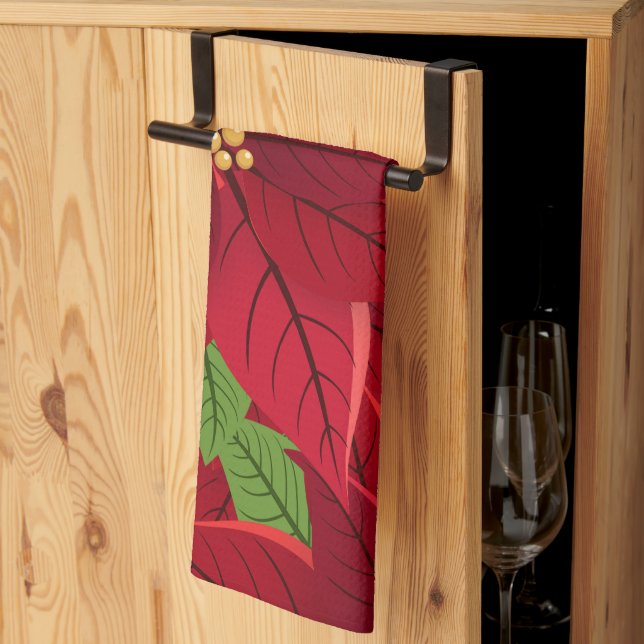Beautiful Poinsettia Kirchen Towel  (Thirds Fold)