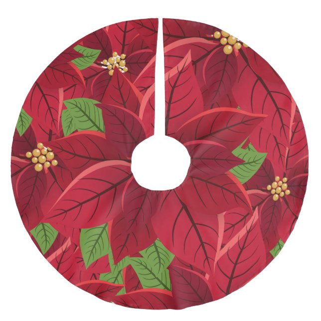 Beautiful Poinsettia Tree Skirt  (Front)