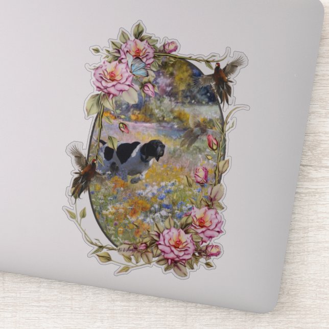 Beautiful pointer with pheasants   (Detail)