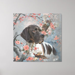 Beautiful pointer with pheasants canvas print