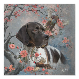 Beautiful pointer with pheasants poster