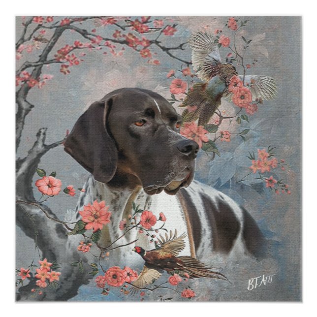 Beautiful pointer with pheasants  poster (Front)