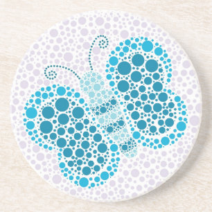 Beautiful Pointillism Butterfly Blue and Purple Coaster