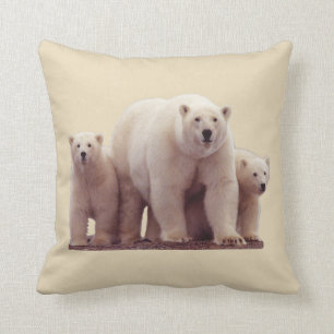Beautiful Polar Bears Arctic Wildlife Throw Pillow